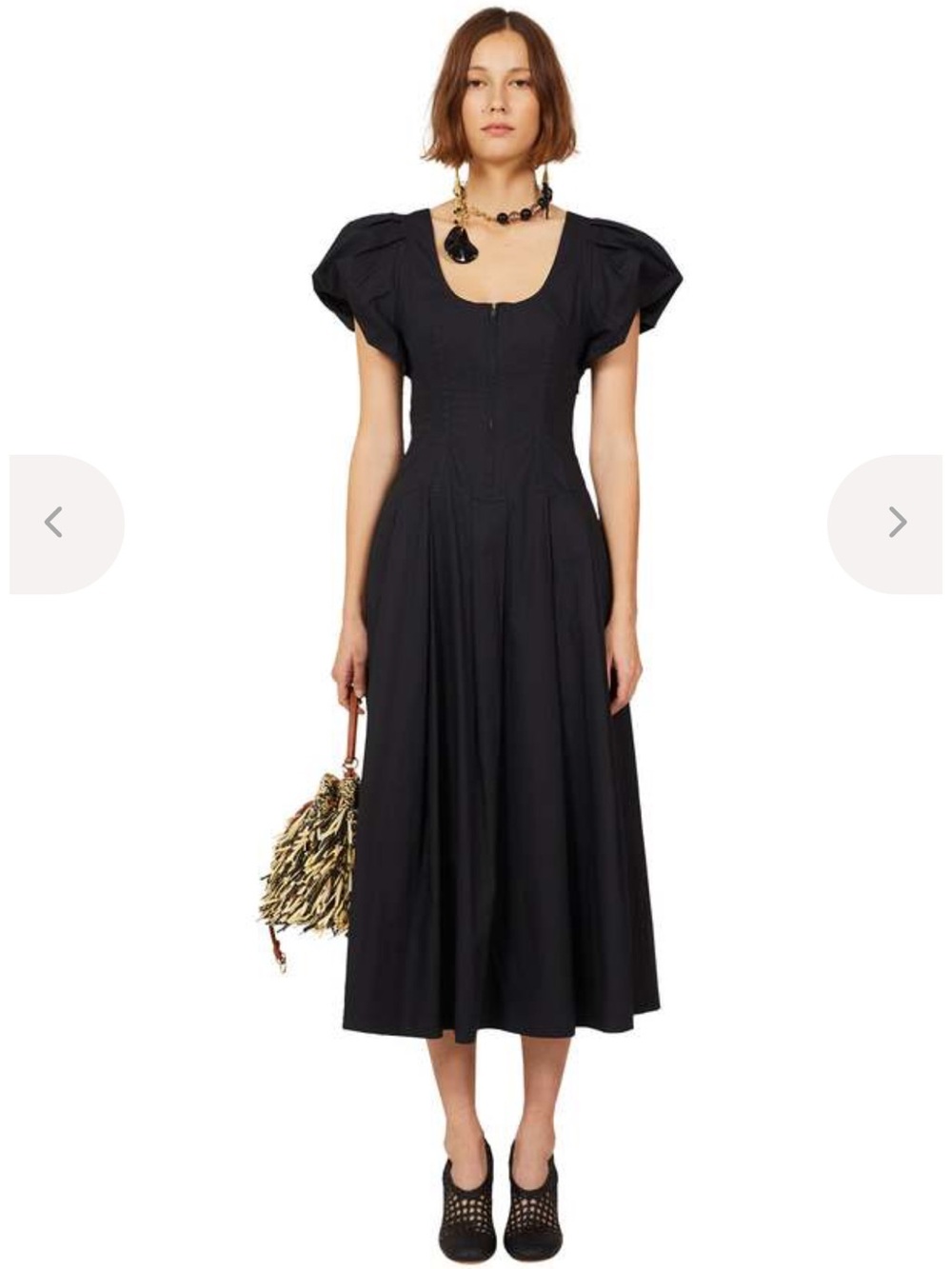 Ulla Johnson Black Puff-Sleeve Midi Dress